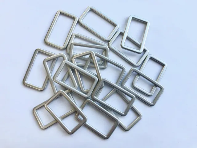 Anillos rectangulares de 20 mm 30 mm bucles sujetadores metal plata anillo en D rectangular D24-A