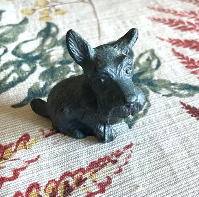 Vintage Dog Miniature Statue Cast Iron Metal Scotty Scottish Terrier 2 Inch
