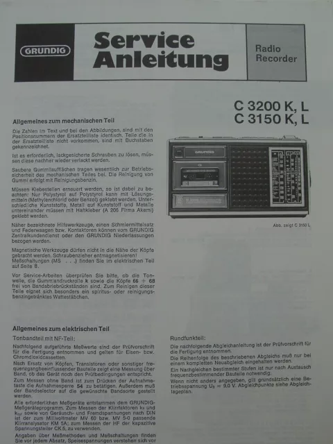 Grundig originale Service Anleitung RADIO RECORDER C3200 aus Werkstattauflösung