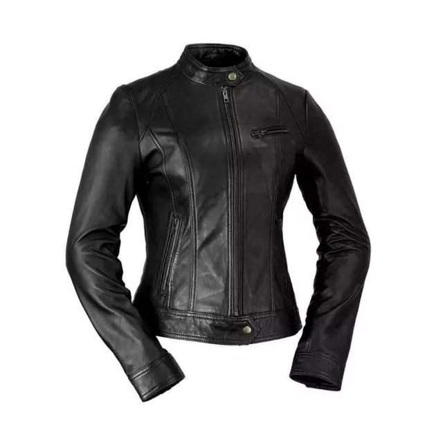 Chaqueta de Cuero de Motocicleta para Mujer NOORA NEGRA, WBL1025 | Favorita, 4 COLORES