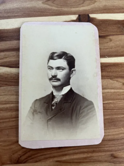 Cdv Civil War Era Handsome Young Man Mustache Carte Visite Ohio Antique Photo