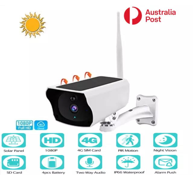 Security Camera Wireless Outdoor 1080P HD Solar WiFi Audio Night Vision CCTV AU