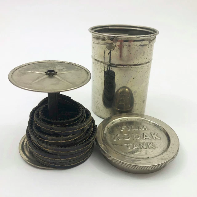 Tanque de metal para desarrollo de película vintage Eastman Kodak 4x3 pulgadas