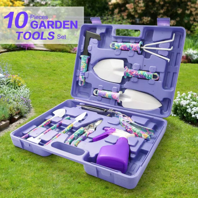 10PCS Gardening Tools Set Gifts Ergonomic Non Slip Handle Garden Hand Tool Set