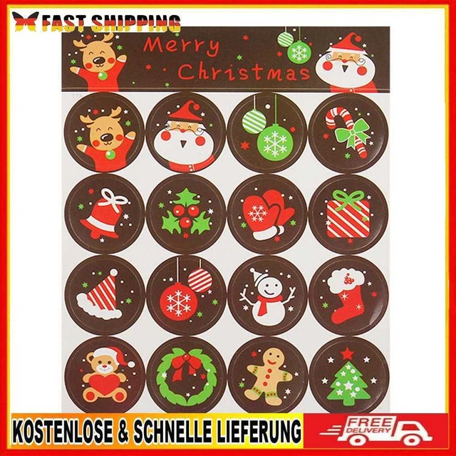 20pcs Christmas Gift Decorative Stickers Santa Claus Self-adhesive Labels