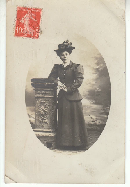 Famille studio album photo méta - Photo ancienne CPA, RPPC