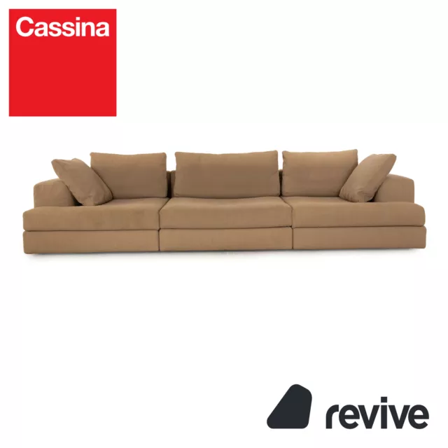 Cassina Meda Fabric Three-Seater Beige Taupe Sofa Couch