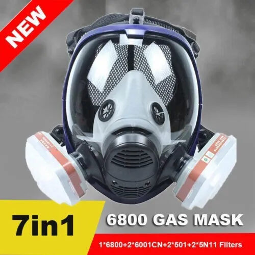 7in1 6800 Gas Mask Full Face Respirator Filter Facepiece Chemical Spray Painting