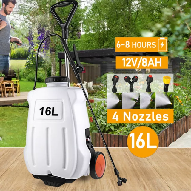 16L Electric Pressure Sprayer Backpack Rechargeable 12V Battery Farm Garden Weed