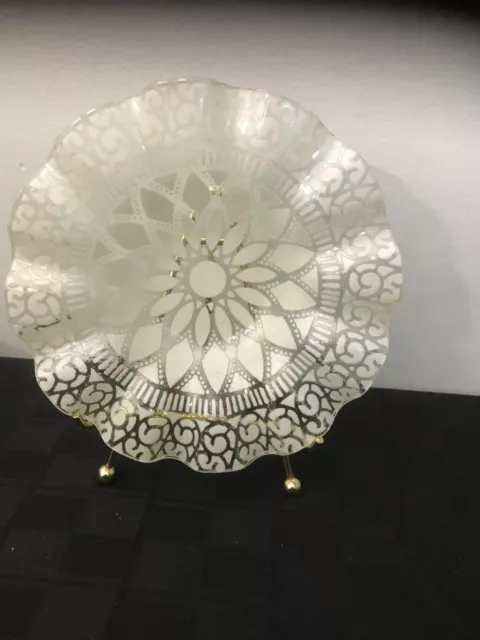 Vintage Sydenstricker Art Glass White Fused Glass Bowl 6.5"