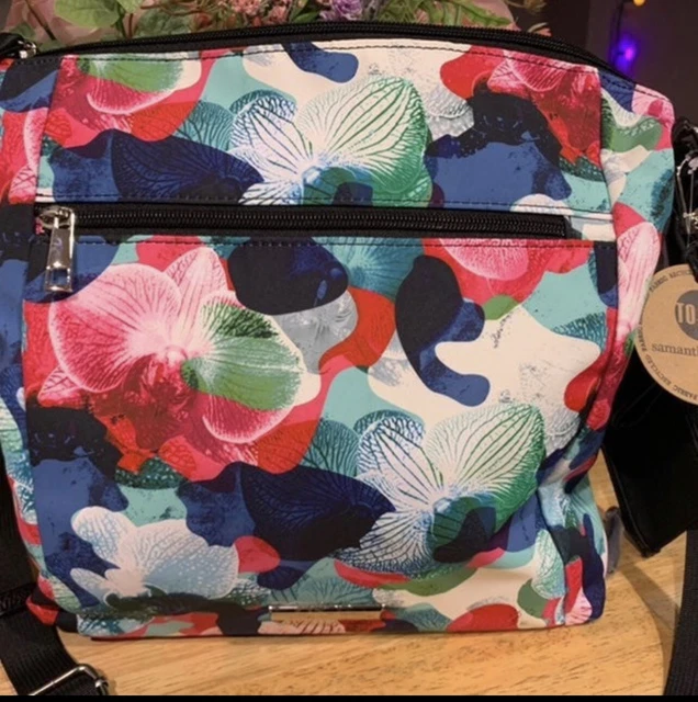 Samantha Brown To-Go Zip Front Medium Crossbody Purse Floral Recycled Fabric 3