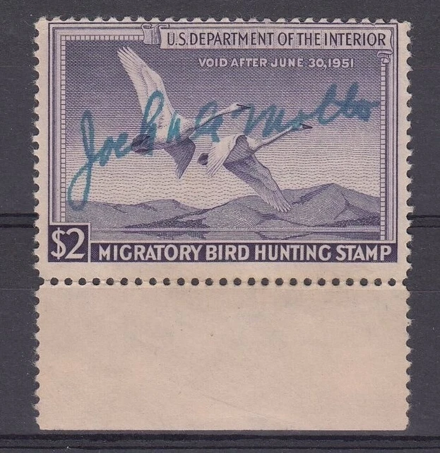 USA 1950 US Federal Duck Stamp $2 Migratory Bird Hunting MNH MUH signed