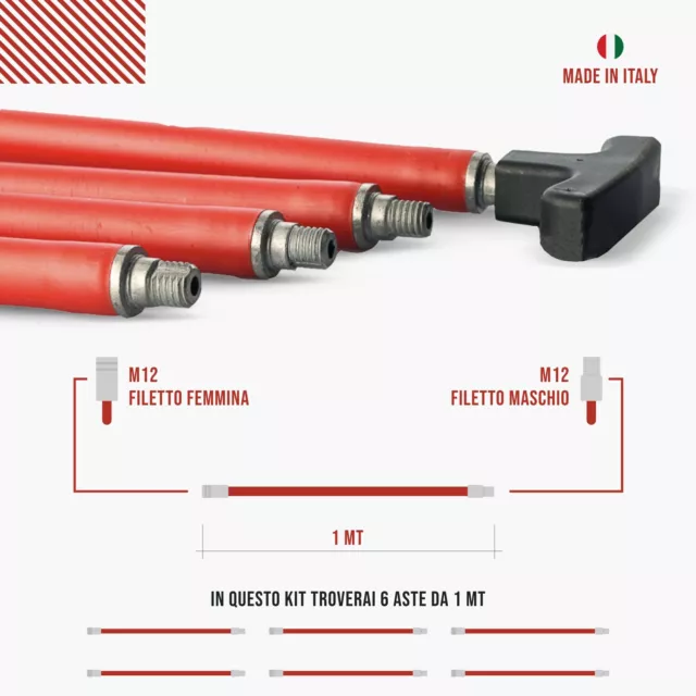 KIT Spazzacamino 6 m - Scovolo Camino 250mm in Acciaio Pulizia Canna Fumaria 3