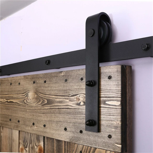 4ft-20ft Steel Sliding Barn Door Hardware Closet Track Kit for Double Wood Doors 2