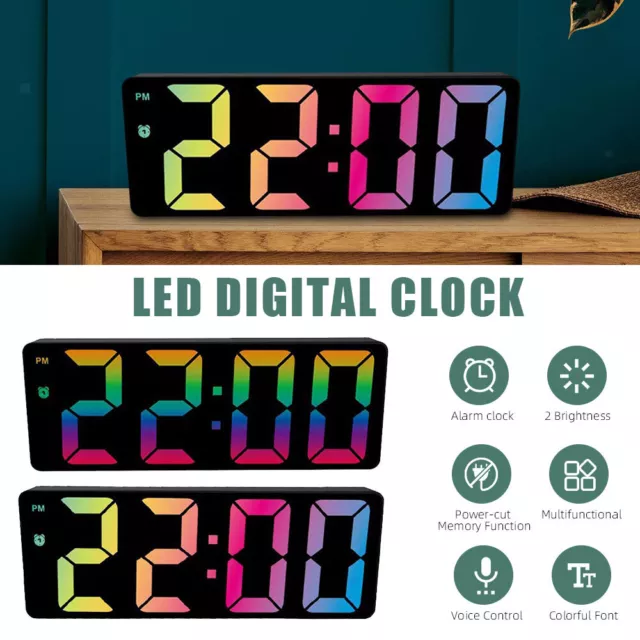 Home Large Big Jumbo LED Digital  Clock Calendar Day Temperature Dimmable UK