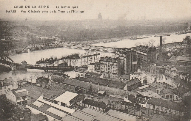 CPA 75  PARIS Vue Générale Prise de la Tour de l'Horloge CRUE DE LA SEINE Janvie