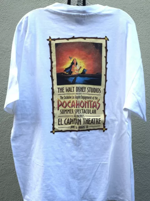 Vintage Walt Disney Pocahontas Movie Promo Shirt Mens XL El Capitan Theatre Vtg.