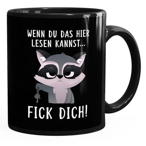 Kaffee-Tasse mit Spruch Wenn du das hier lesen kannst F*ck Dich Morgenmuffel
