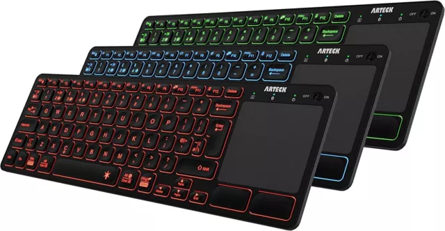 Arteck Universal Backlit 7-Colors Bluetooth Touch TV Keyboard with Easy Media