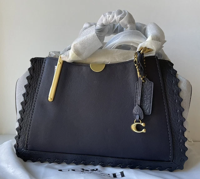 Coach Women's Whipstitch Color Block Mixed Leather Dreamer Ink Blue MSRP $550