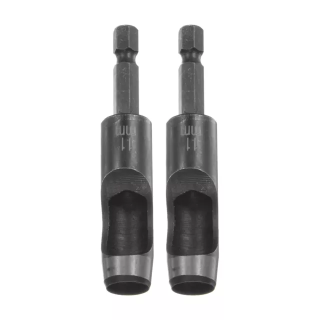 2uds Cuero Hueco Punzón Hexagonal Vástago para Taladros, 11mm Diá Agujero Punzón