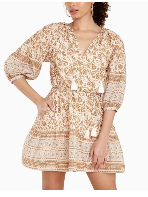 NWOT Cleobella Rosy Peasant Puff Balloon Sleeves Floral Paisley Mini Dress L