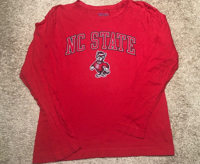 Champion Brand NC State Wolfpack T-Shirt "Mr. Wuf" Logo Women's L Long Sleeves