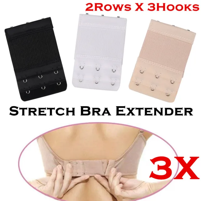 3PCS 2ROW 3 Hook Bra Extender Extension Bra Strap Underwear Maternity 3 Colours