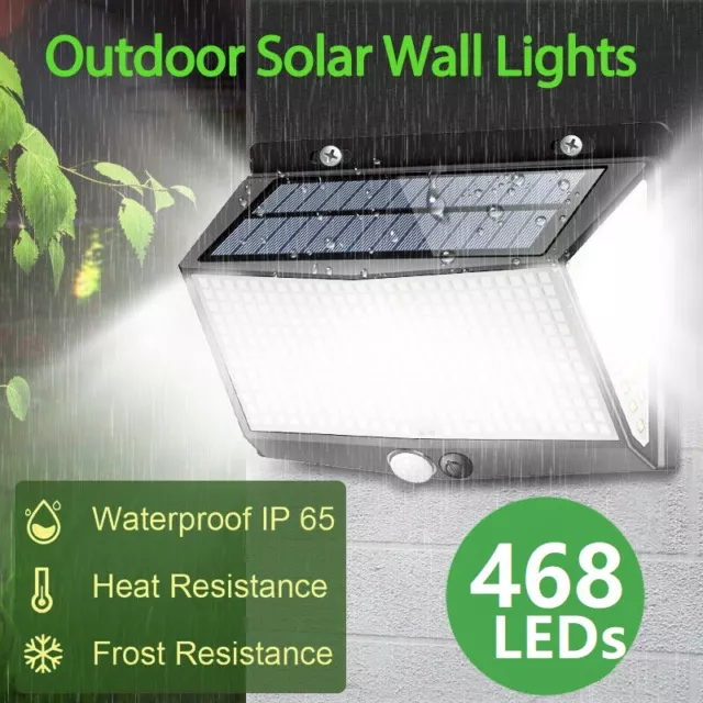 Solar Powered PIR Motion Sensor Wall Lights 468 LED Outdoor Garden Security Lamp 3