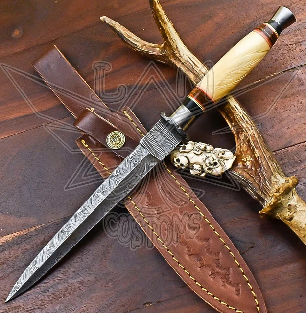 Hand Forged Hunting Knife Damascus Bone Damascus Guard Sports Bushcraft