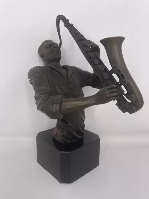 Stunning Bronze Figure Of A Male Saxophone Player 2.5Kg