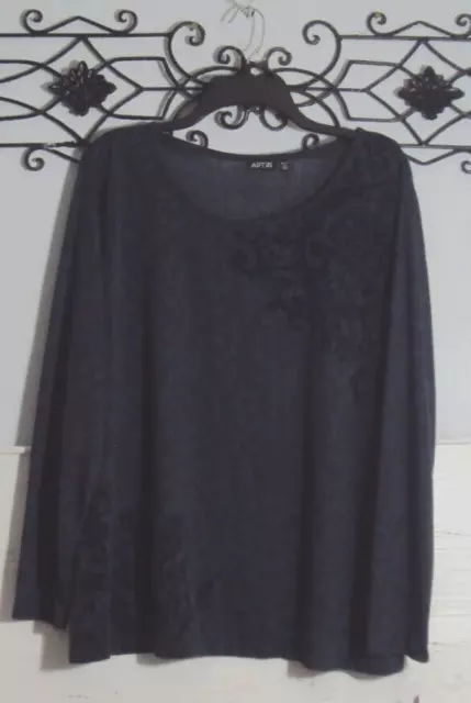 APT.9 Women's Top Size 2X Long Sleeve Blue Round Neck