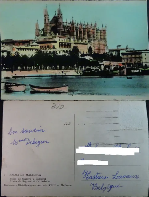Postal Palma De Mallorca Catedral Paseo De Sagrera Baleares Postcard     Cc3913