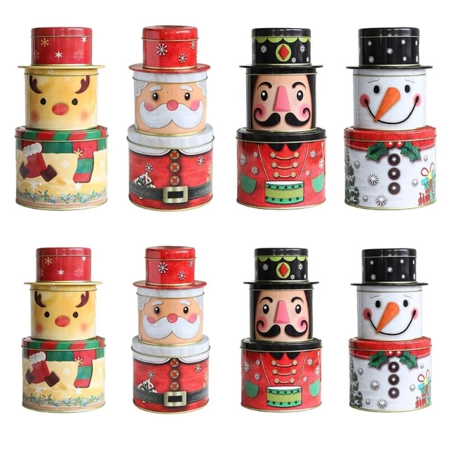 Christmas Gift Tin Jars Unique Candy Box Container Festive Storage Canister Jar