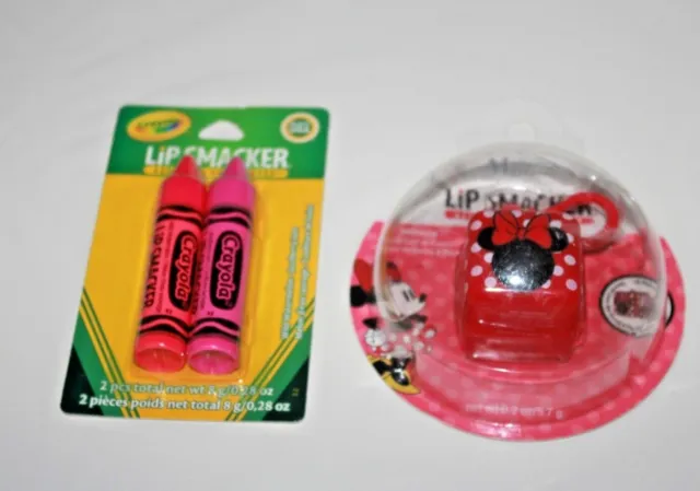 Lip Smackers Disney Minnie Mouse Lip Balm +Crayola Lip Smacker 2Pcs Lot Of 2 New