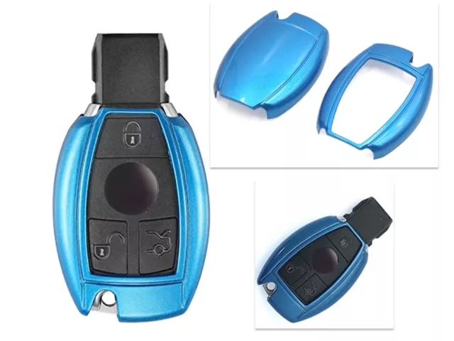 Brillo ABS Hard Shell Funda Para Mercedes-Benz 2/3 Botón Mando W176 / (Azul)