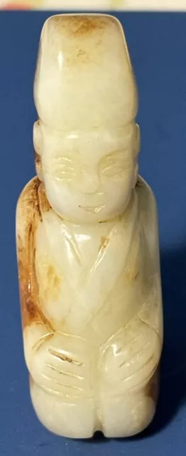 Antique Chinese Jade Carved Kneeling Buddha