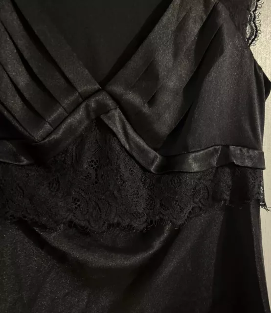 BISOU BISOU BLACK Sleeveless Satin Lace Cami Tank Top Shirt Sz 16 Deep ...