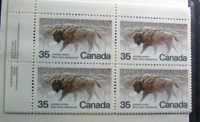 Canada Inscription Block Stamp Scott# 884 Wood Bison 1981 MNH L522