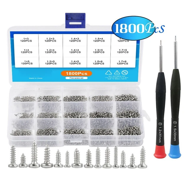 1800Pcs Vis Set Accessoire Pièce de Rechange Mini Électronique Assortiment Utile