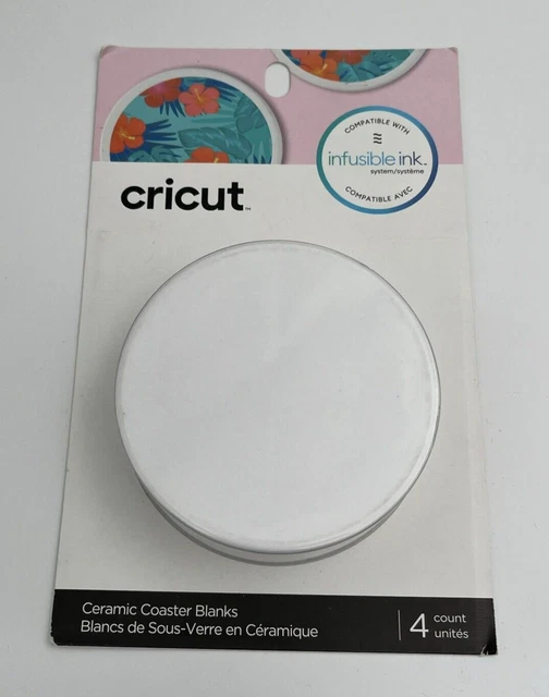 NEW 4 COUNT Cricut Ceramic Infusible Ink Coaster Blanks Round 1 Pack