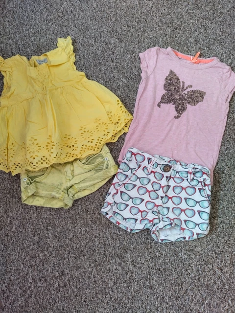 Girls Mostly Next Summer Outfits Bundle Tops And Shorts 2-3 Years