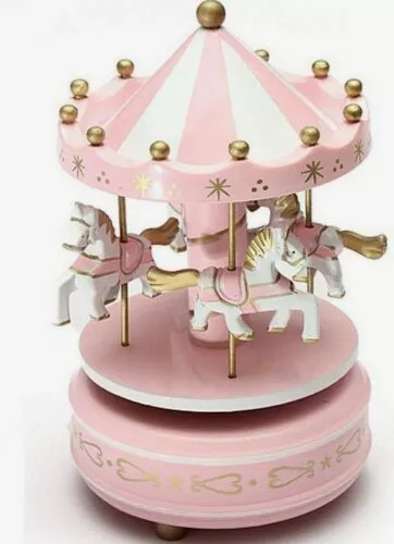 Mobile Carrousel Musical Carrousel Carillon en Bois Chevaux Rose Moc