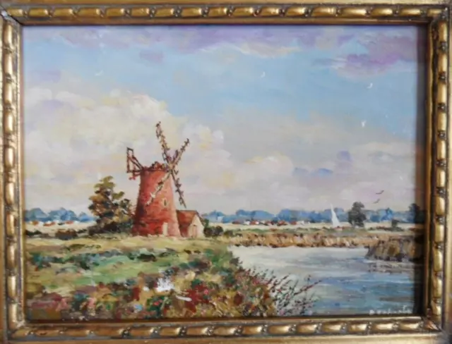 Roger Bedingfield  Oil Painting Oby Mill Ashby On River Bure Norfolk Broads