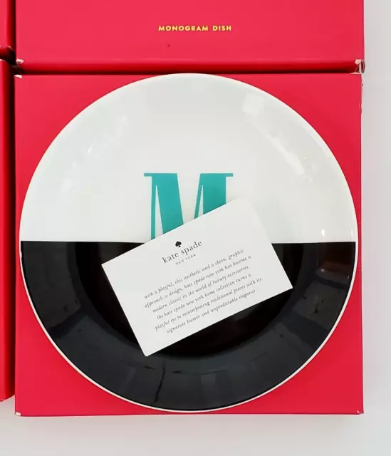 NEW Kate Spade LENOX New York Letter M Black Monogram Dish Plate 6.75" In Box