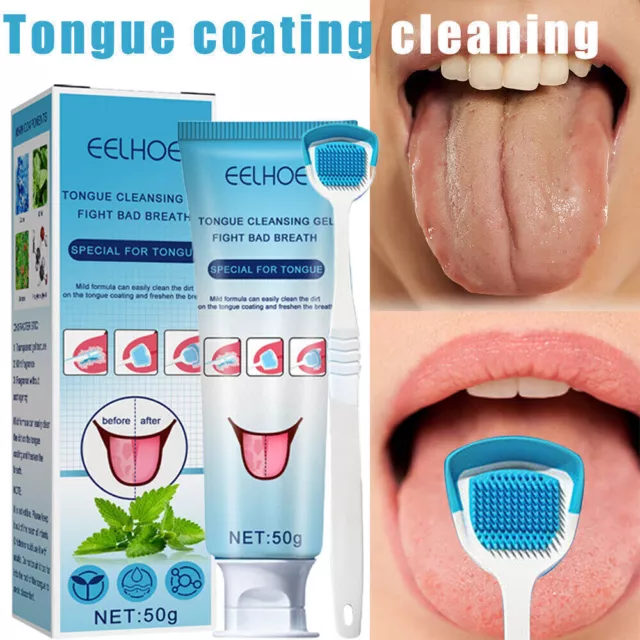 Tongue Cleaning Gel with Tung Scraper Brush Fresh Breath Kit Clean Set AU 3