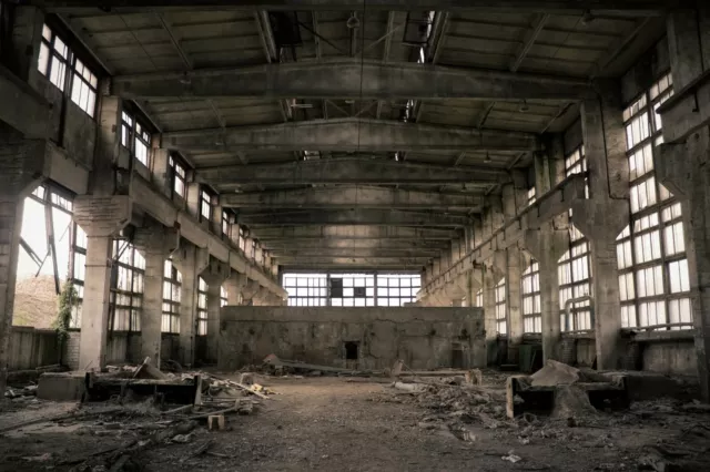 VLIES Fototapete-INDUSTRIE FABRIK-(3107V)-Verlassene Orte Steinwand Steinmauer