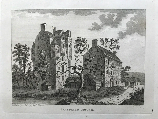 1789 Antique Print: Amisfield Tower, Dumfries and Galloway, Scotland by Grose