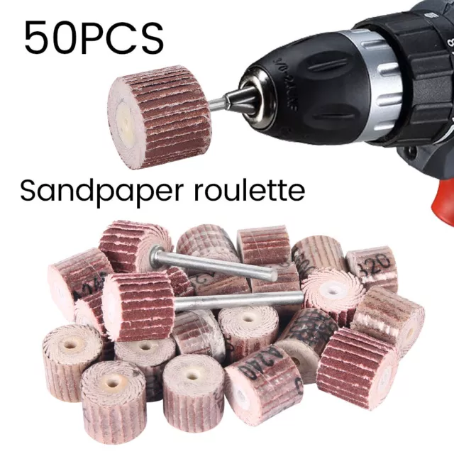 50x Sanding Sandpaper Flap Wheel Discs 80-600 Grit for Dremel Rotary Tools