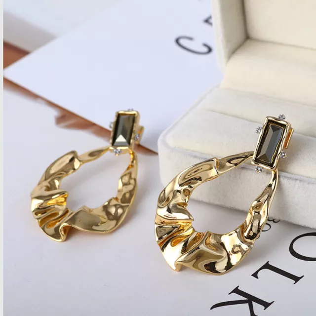 Alexis Bittar Gold Wave leaves Crumpled Gem Drop Earrings